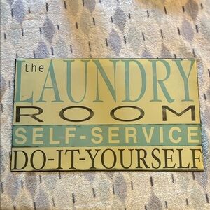 Laundry Room Metal Sign in Yellow and Blue